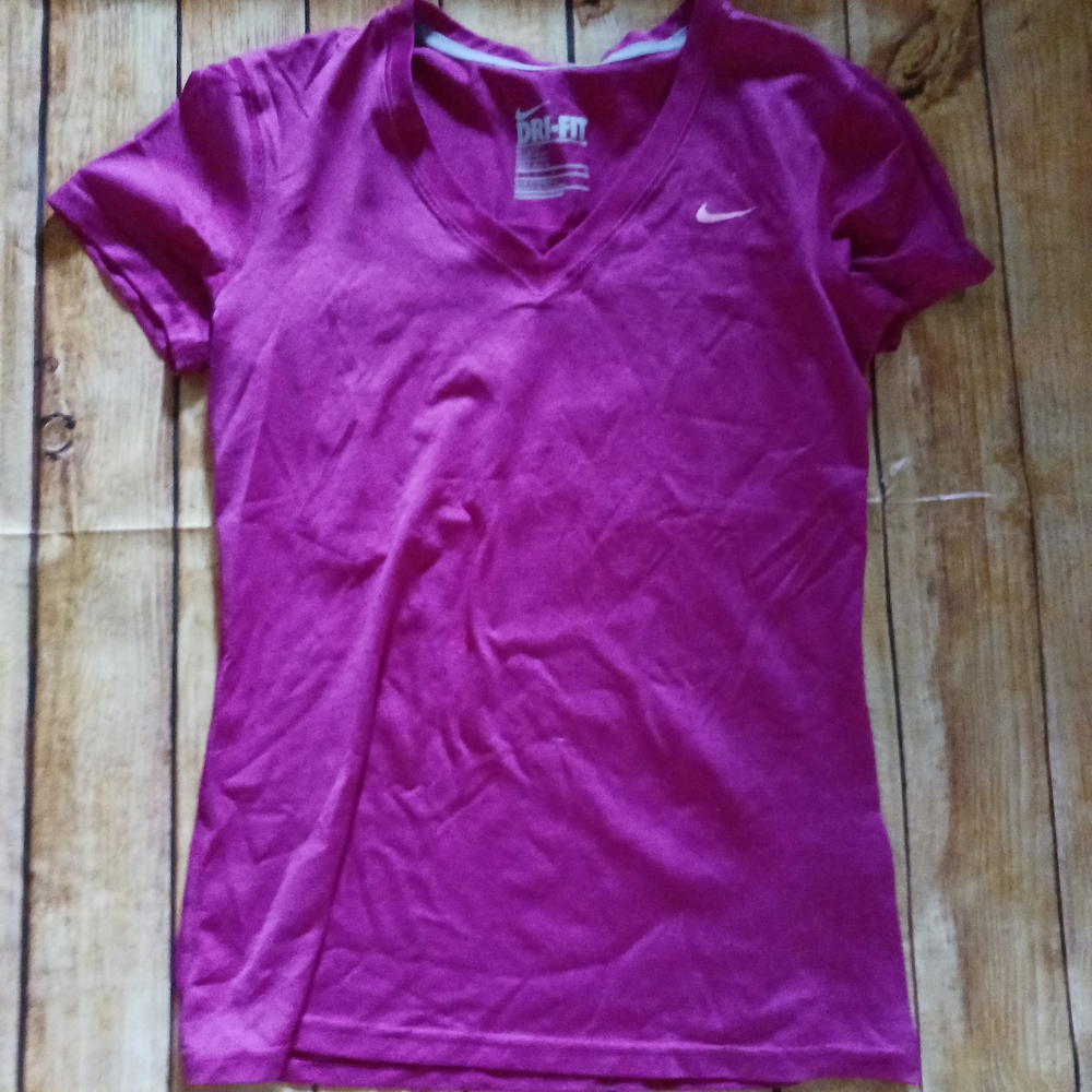 Nike Fuchsia Dri-FIT V-Neck Tee